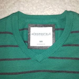 AEROPOSTALE SWEATER GREEN WITH GREY STRIPES